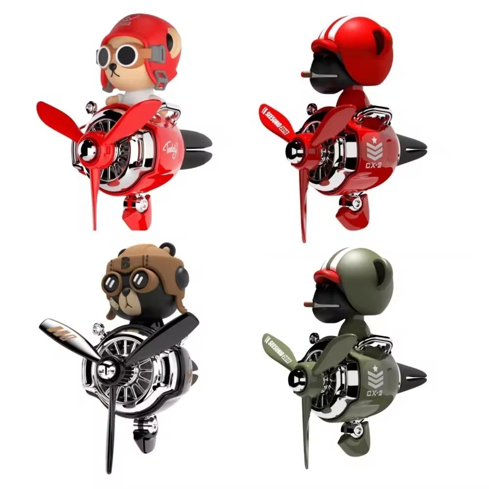 HOT Shaking Head Helicopter Car Air Vent Clip Interior Fan Skull Doll Skeleton Car Propeller Pilot Car Decoration Doll