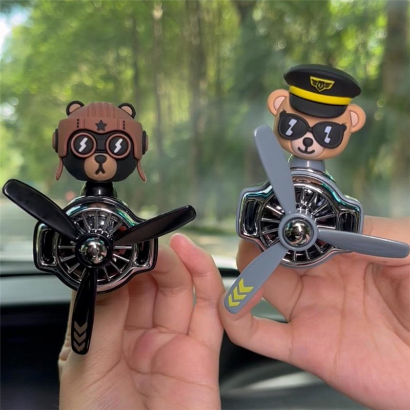 HOT Shaking Head Helicopter Car Air Vent Clip Interior Fan Skull Doll Skeleton Car Propeller Pilot Car Decoration Doll