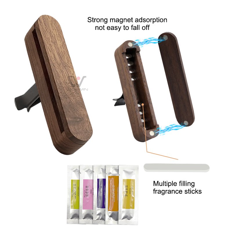 Handmade Wood Car Interior Decoration Perfume Aromatherapy Diffuser Car Air Freshener Vent Clip
