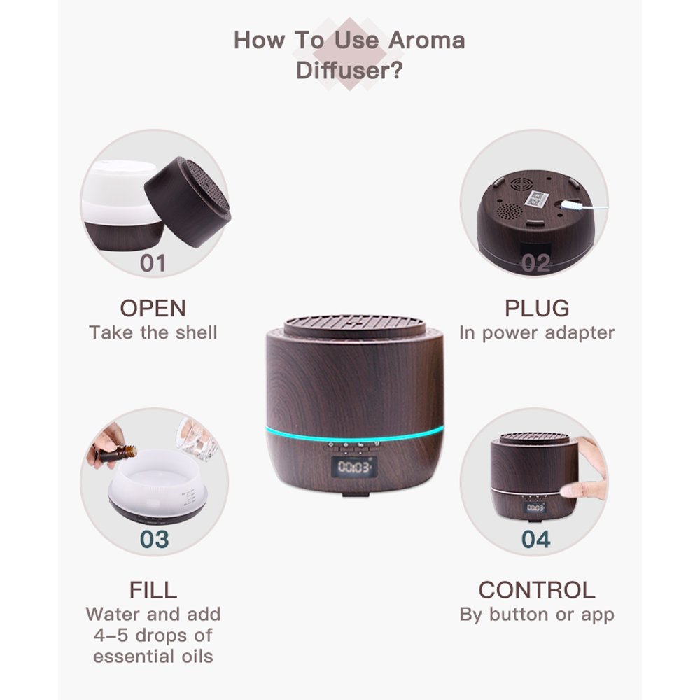Wood air purifier wood diffuser car freshener aromatherapy diffuser mobile app control diffuser