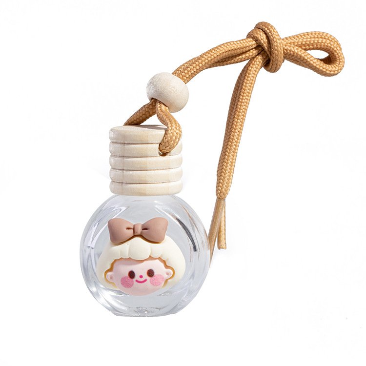 Cartoon Car Hanging Diffuser Bottle Aromatherapy Car Air Freshener Daisy Empty Car Perfume Essential Oil Glass Bottle