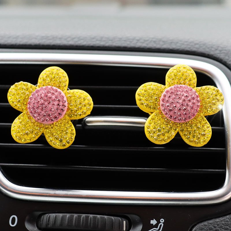 Customized Package Car Interior Decor Cute Car Accessories for Women Girls Bling Flower Air Vent Clips