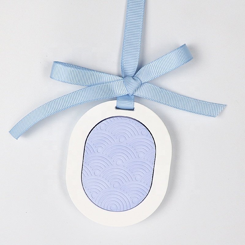 Stocked Hot Sale Blue Oval Shape Ceramic Aroma Stone Hanging Car Wardrobe Air Freshener Fragrance Plaster Essential Oil Diffuser