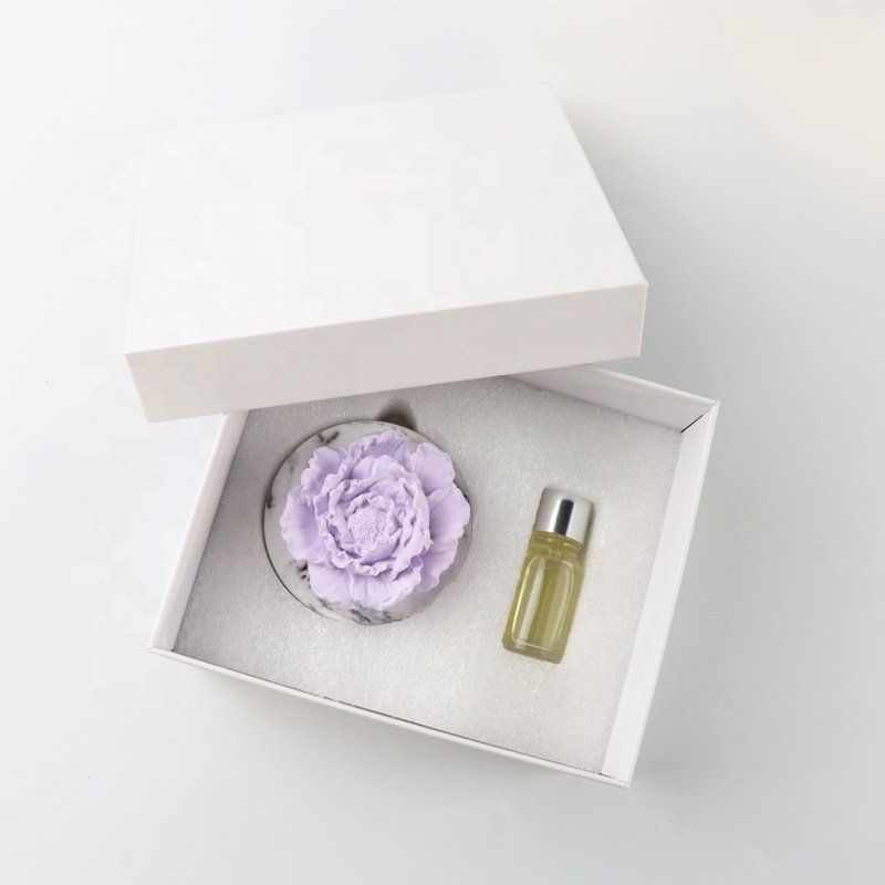 Home Decoration Car Air Freshener Peony Flower Aroma Plaster Fragrance Scented Porcelain Essential Oil Diffuser