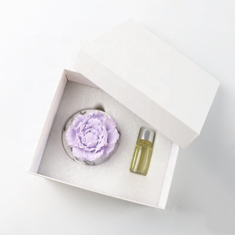 Home Decoration Car Air Freshener Peony Flower Aroma Plaster Fragrance Scented Porcelain Essential Oil Diffuser