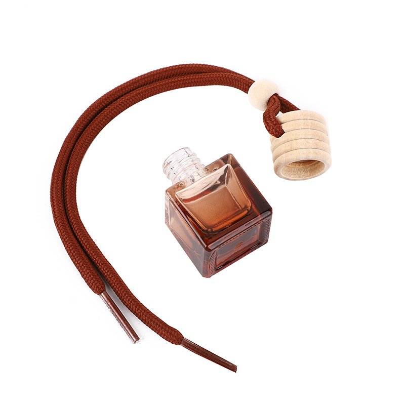 8ml 10ml Frosted Glass Diffuser Bottles Empty Car Hanging Pendant Essential Oil Vials Car Perfume Bottle with Wooden Cap