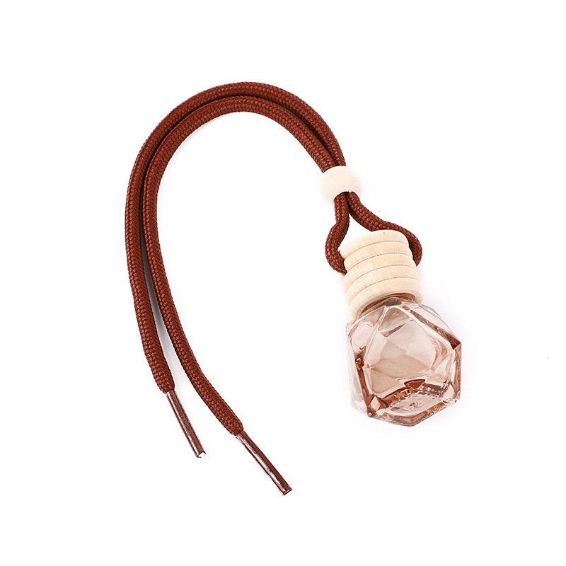 8ml 10ml Frosted Glass Diffuser Bottles Empty Car Hanging Pendant Essential Oil Vials Car Perfume Bottle with Wooden Cap