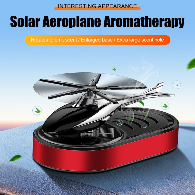 New Design Metal Solar Helicopter Luxury Rotate Aromatherapy Decoration helicopter Car Freshener Perfume interior Accessories
