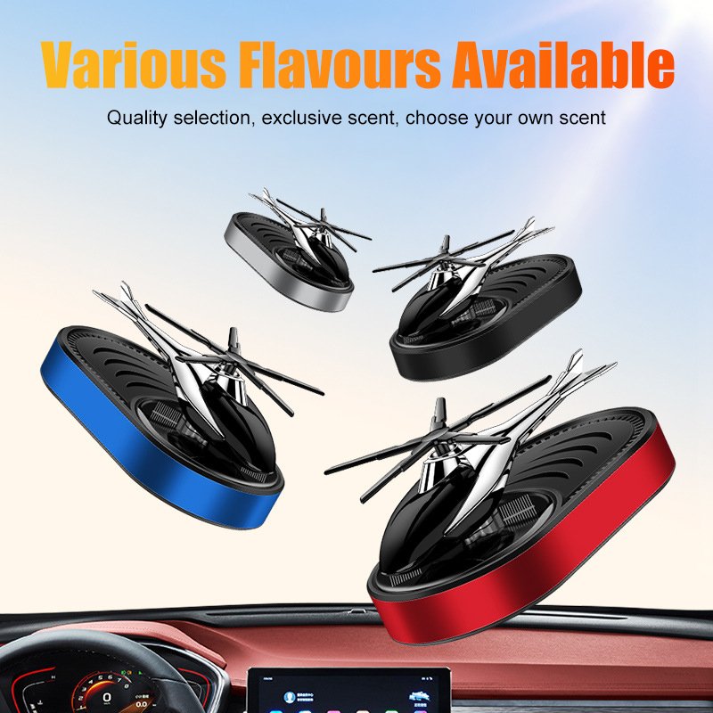 New Design Metal Solar Helicopter Luxury Rotate Aromatherapy Decoration helicopter Car Freshener Perfume interior Accessories