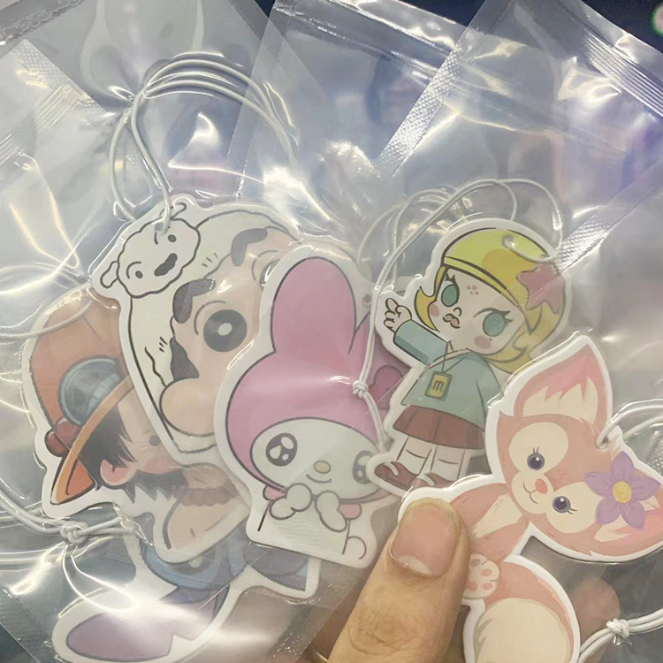 Wholesale stock cute paper card cartoon custom logo car air freshener for car interior accessories