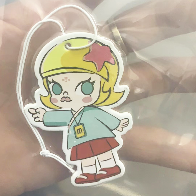 Wholesale stock cute paper card cartoon custom logo car air freshener for car interior accessories