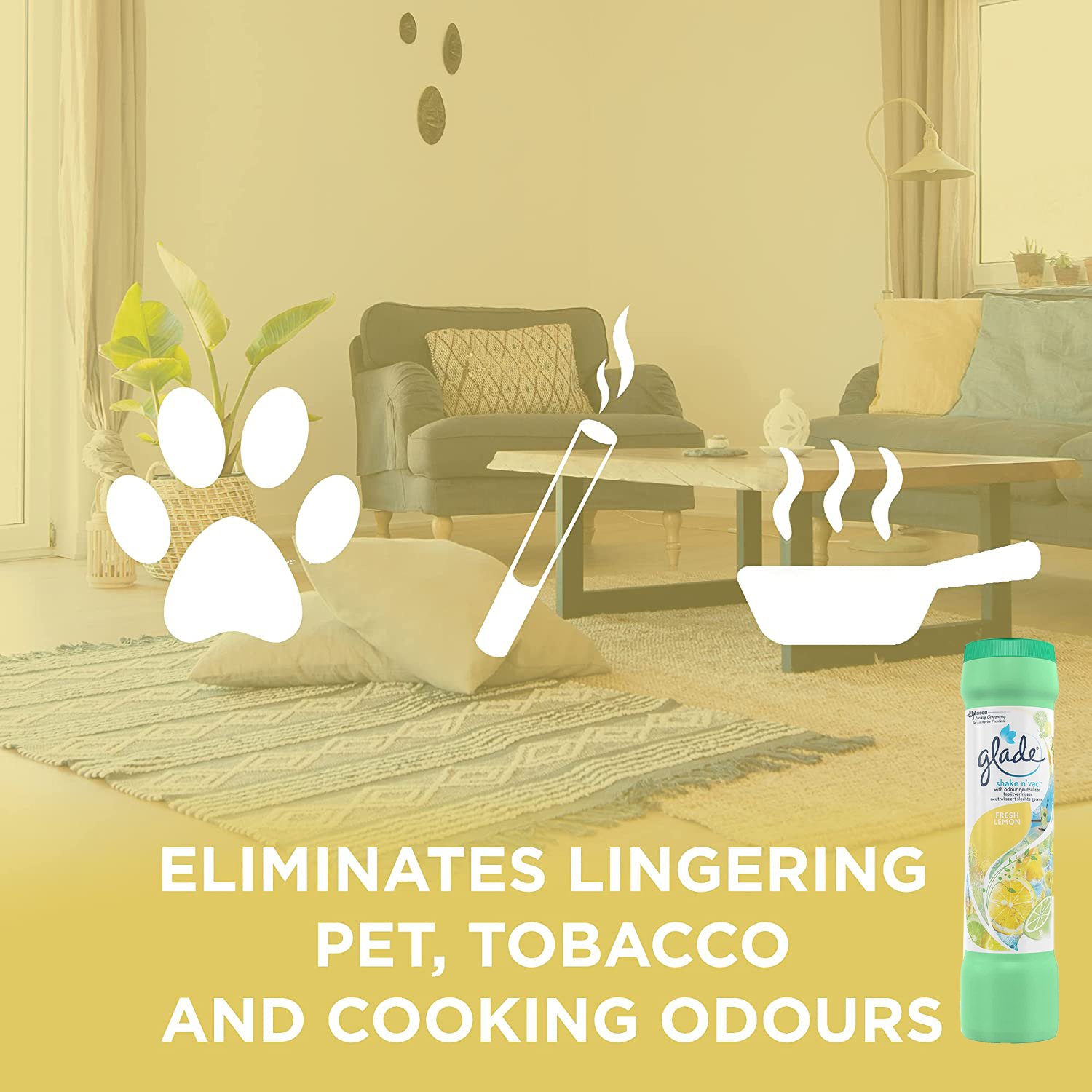 Carpet Freshener Fresh Lemon Fragrances Freshener for Remove Pet Tobacco and Cooking Odours on Carpets and Room Smelling Fresh