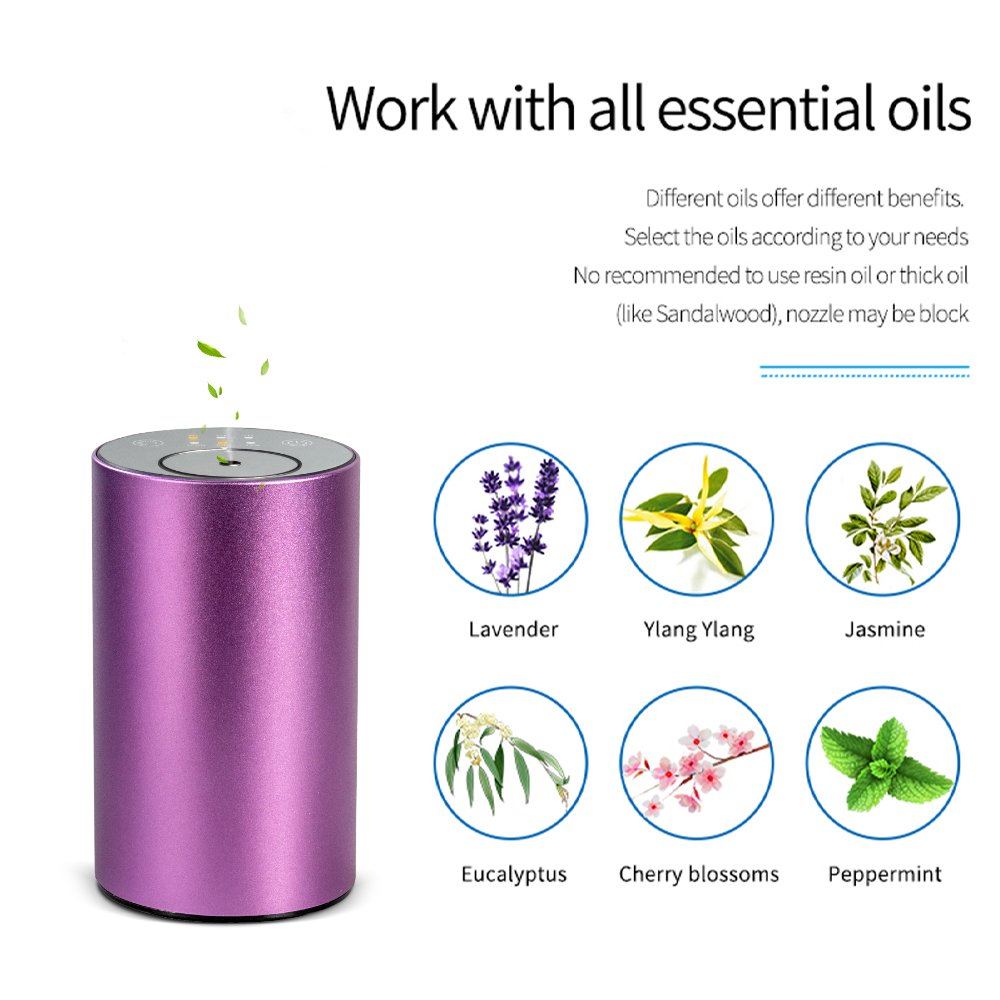 SCENTCARES Small Luxury Purple Usb Mist Essential Oil Car Air Freshener Perfume Diffuser Humidifier Custom Wholesale