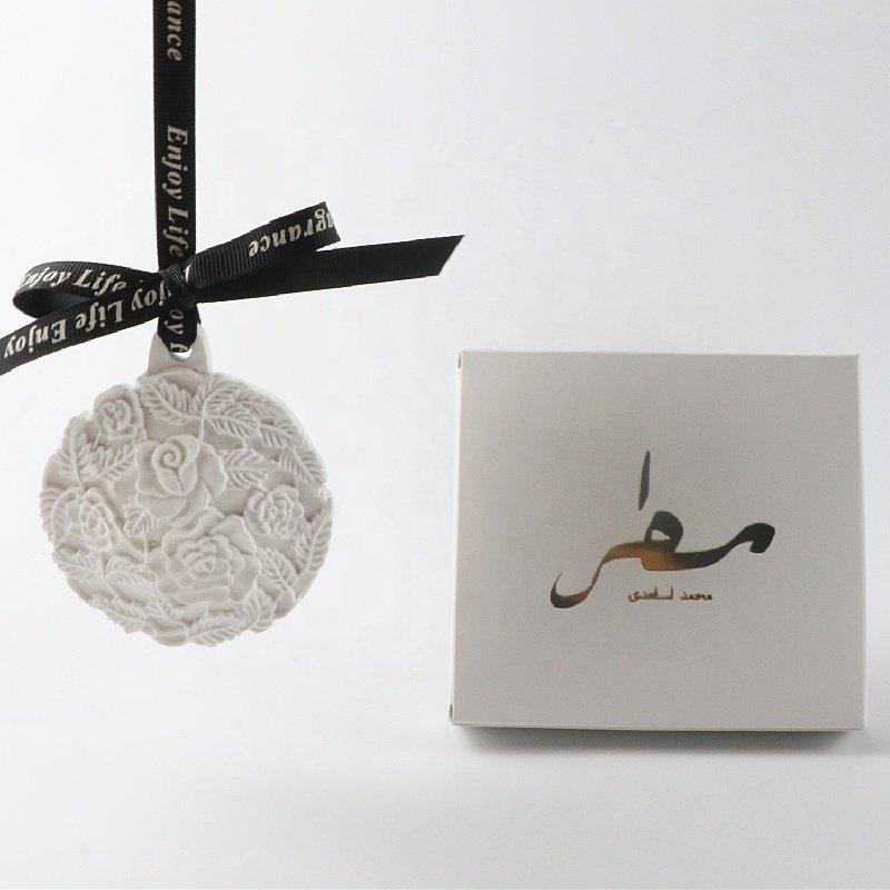 Novelty Ceramic Flower Shaped Home Fragrance Gift Car Air Freshener Hanging Scented Aroma Essential Oil Stone Diffuser