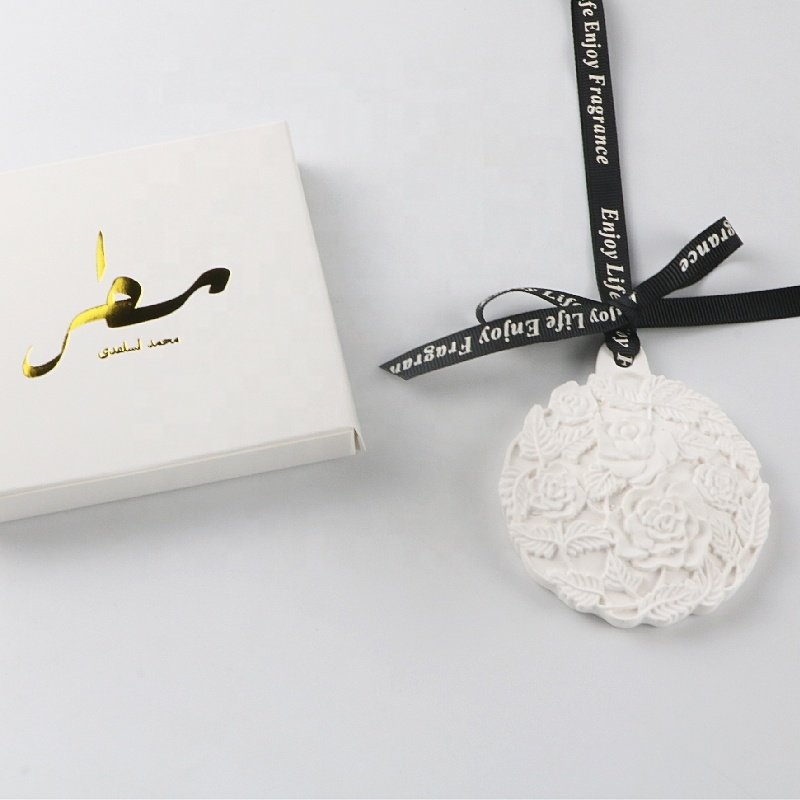 Novelty Ceramic Flower Shaped Home Fragrance Gift Car Air Freshener Hanging Scented Aroma Essential Oil Stone Diffuser