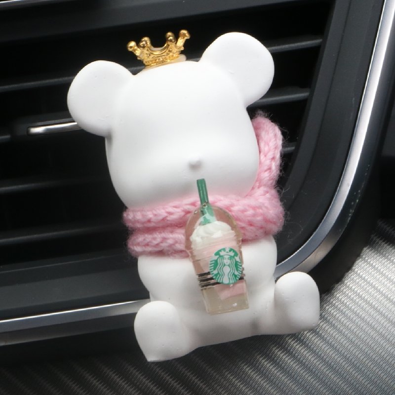 Cute Scented Ceramic Bear Shaped Car Fragrance Vent Clip Interior Decoration Air Freshener Essential Oil Aroma Diffuser