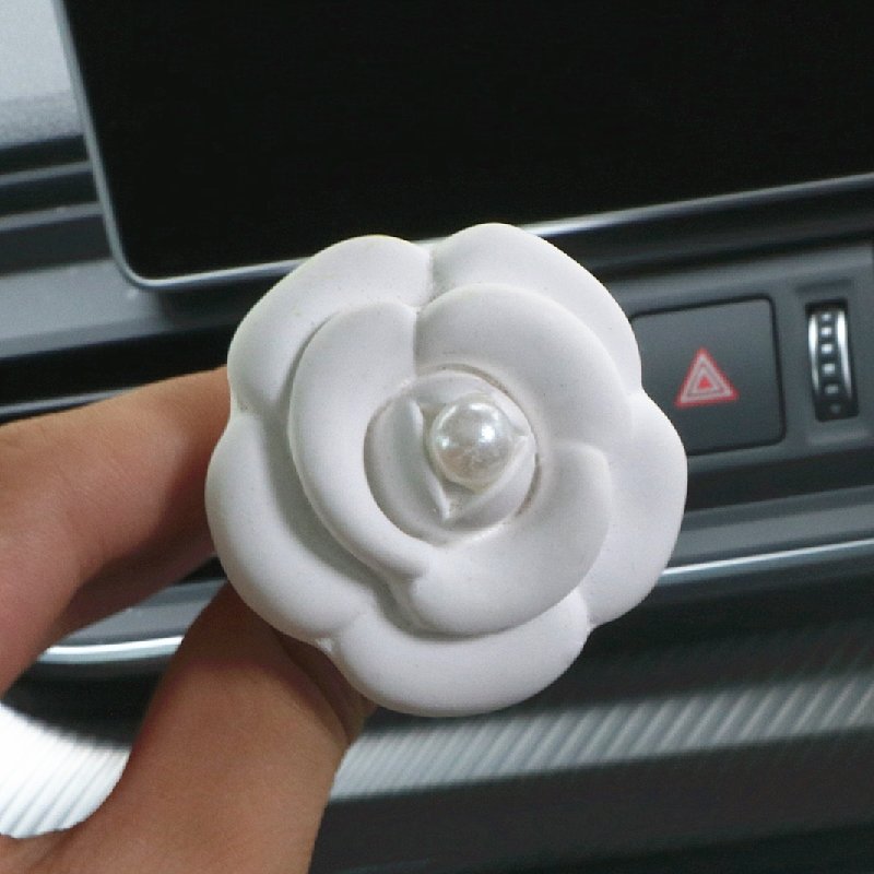 Car Air Freshener Aroma Ceramic Flower Shaped Stone Essential Oil Diffuser Vent Clip Interior Perfume Decoration