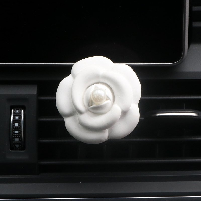 Car Air Freshener Aroma Ceramic Flower Shaped Stone Essential Oil Diffuser Vent Clip Interior Perfume Decoration