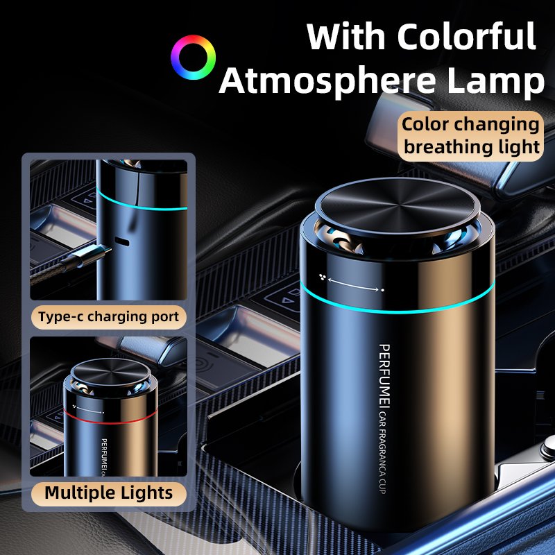 fancy car air freshener luxury alloy perfume electric fragrance aroma diffuser solid balm ointment cup with color ambient light