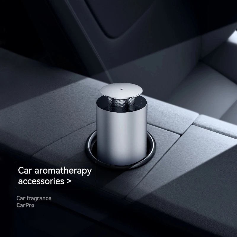 Silver Aroma DIffusers Bluetooth Connection Wireless Portable USB Essential Oil Scent Machine Waterless Car Aroma Diffusers