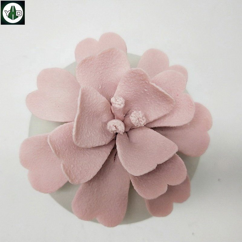 Eco-friendly Handmade matte pink flower ceramic aroma oil diffuser Ceramic Aromatherapy Bottle Car Fragrance Air Purification