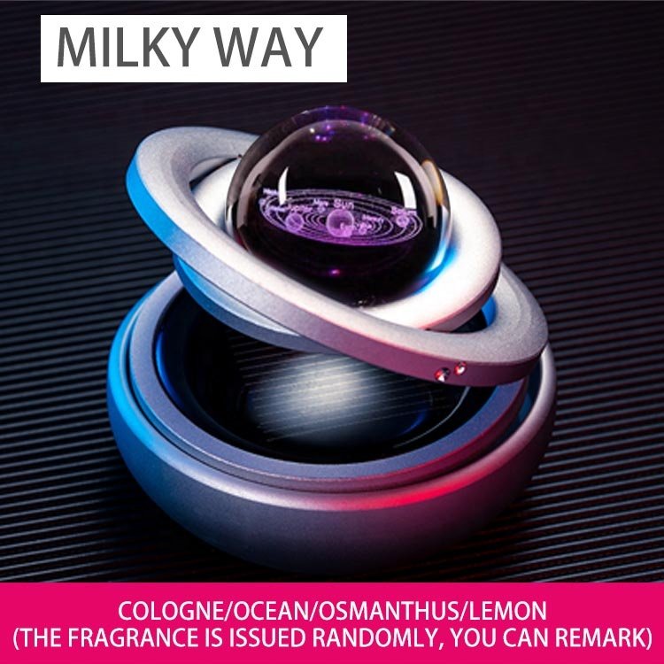 Solar Double Ring Suspension Rotation Design in Paper Material for Cologne Lemon Scent Refillable Car Air Freshener
