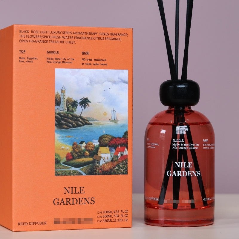 Luxury gift box Home Fragrance Glass Jar Air Fragrance Reed Diffuser With Rattan Sticks