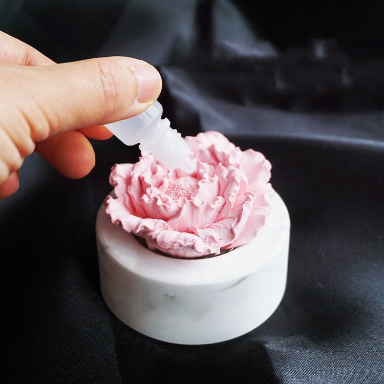 Stocked Decoration Home Car Air Freshener Scented Ceramic Peony Flower Aroma Plaster Porcelain Fragrance Essential Oil Diffuser