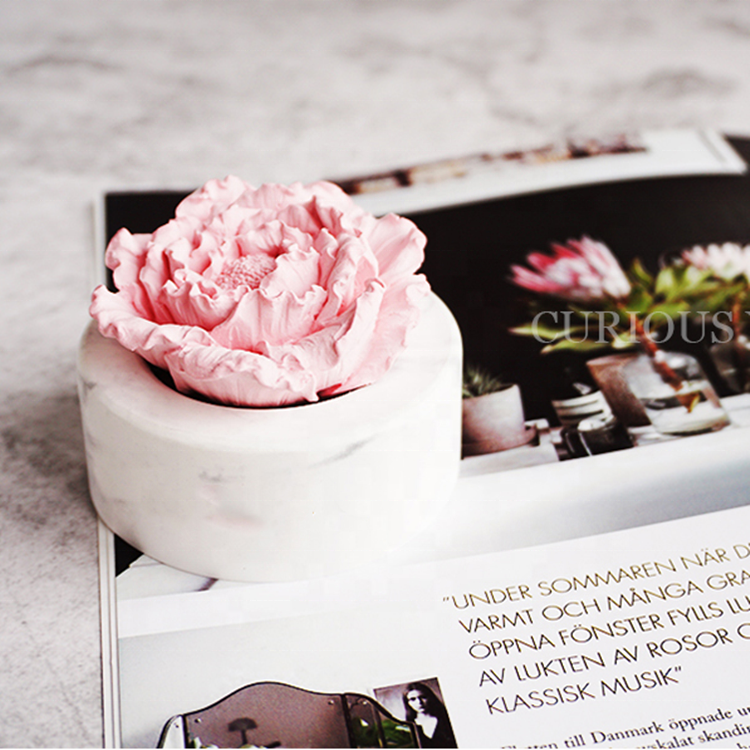 Stocked Decoration Home Car Air Freshener Scented Ceramic Peony Flower Aroma Plaster Porcelain Fragrance Essential Oil Diffuser