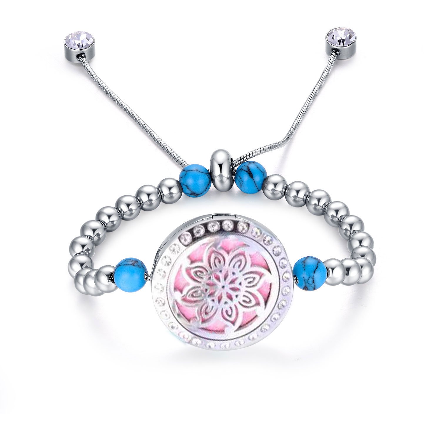High quality stainless steel adjustable essential oil jewelry aromatherapy bracelet diffuser