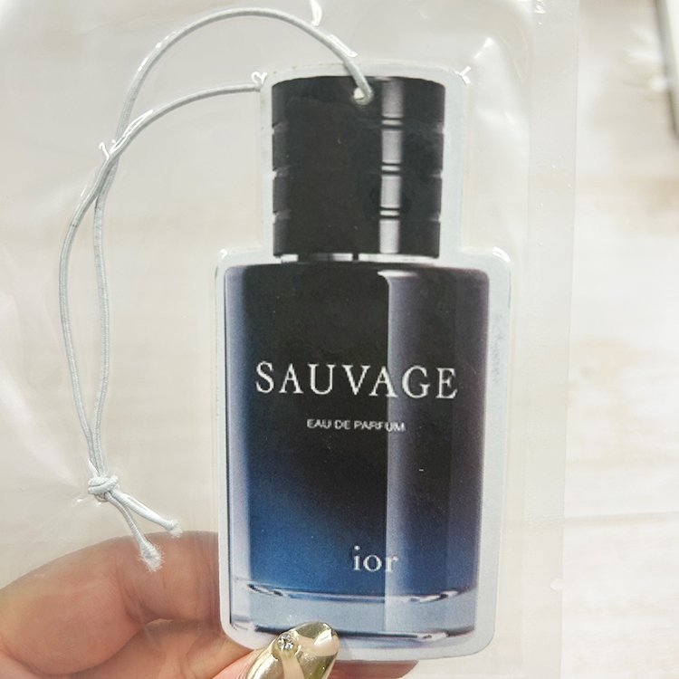 Popular fashion brand perfume bottle design car air freshener in stock factory custom logo paper car freshener