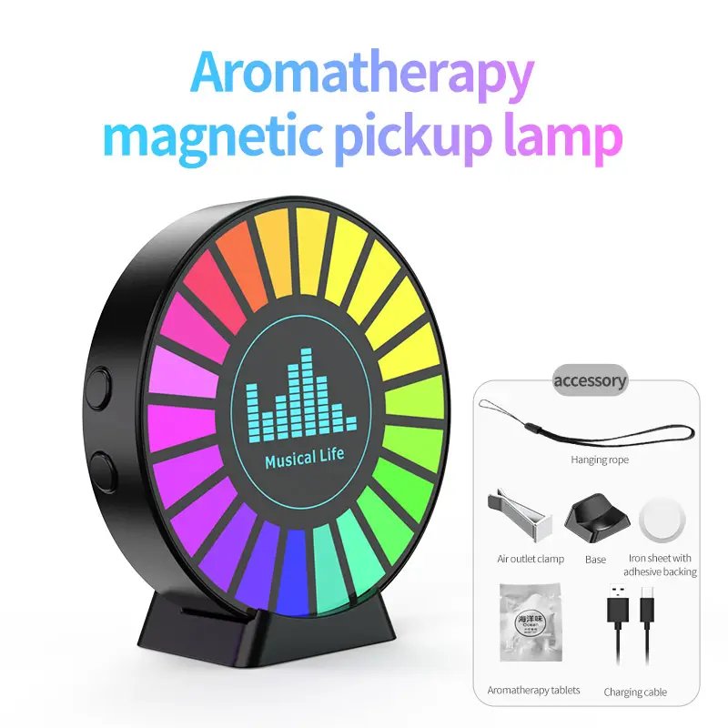 LED Car Air Freshener Vent Clip Atmosphere Rhythm Light with Auto Sound Control 58*22mm Size for Windshield