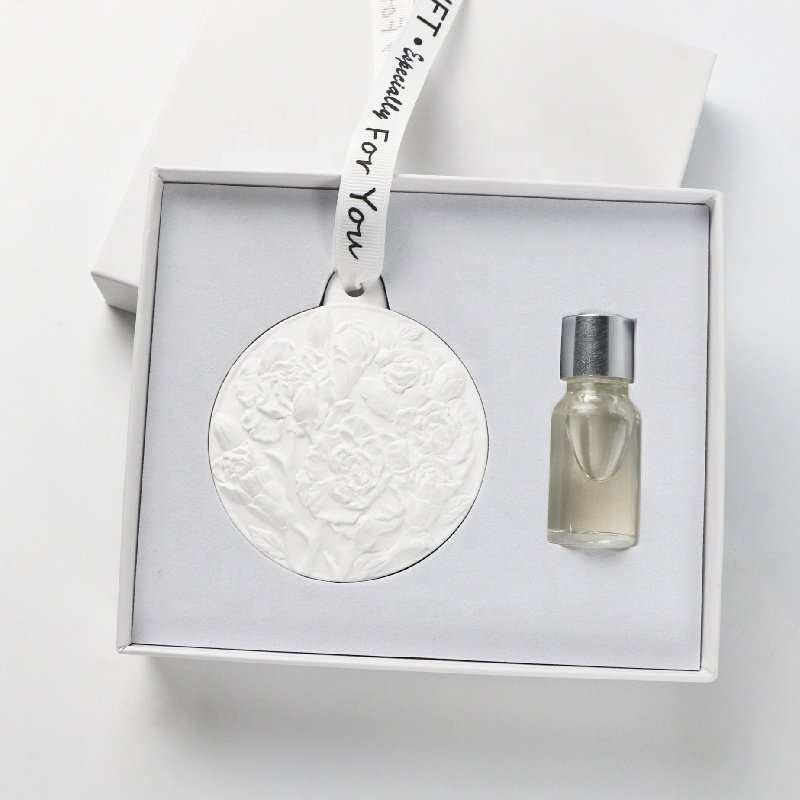Stocked Wholesale Home Decorative Car Wardrobe Air Freshener Hanging Scented Ceramic Aroma Plaster Porcelain Flower Oil Diffuser