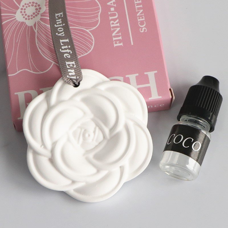FinRu Hanging Car Wardrobe Air Freshener Scented Ceramic Stone Home Aroma Porcelain Flower Fragrance Essential Oil Diffuser
