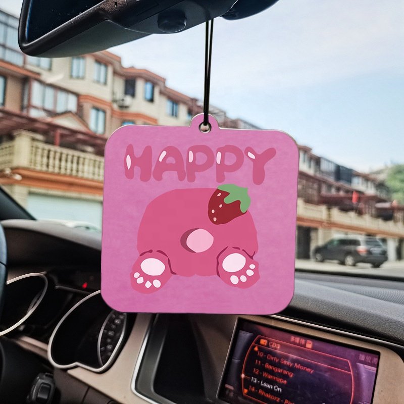 Lovely paper hanging car perfume domestic air freshener for promotion strong paper fragrance with cartoon design