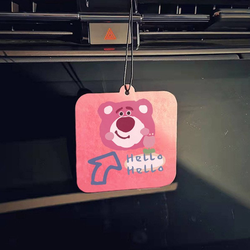 Lovely paper hanging car perfume domestic air freshener for promotion strong paper fragrance with cartoon design