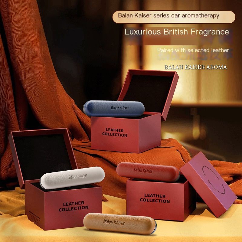 Luxury Style Solid Air Freshener Perfume Spray Custom Logo Leather Car Aromatherapy Diffuser Portable Ocean Boxed Car Freshener