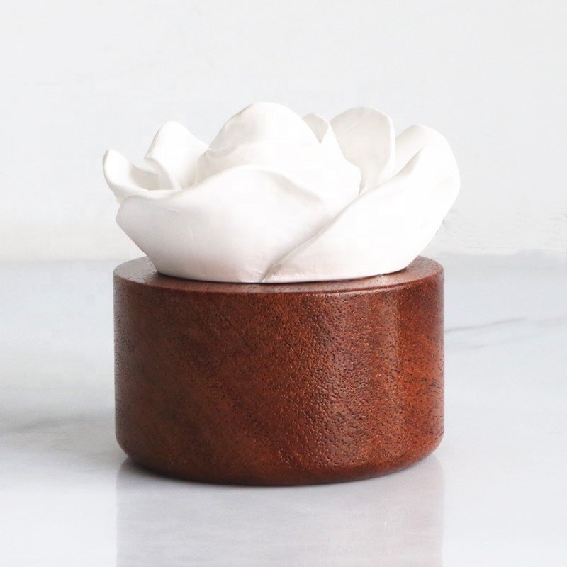 Home Car Decoration Air Freshener Aromatherapy Gypsum Scented Ceramic Rose Aroma Wood Essential Oil Fragrance Diffuser