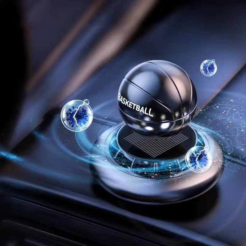 Luxury alloy material decoration perfume car dashboard aroma purifier fragrance sprayer solar rotation