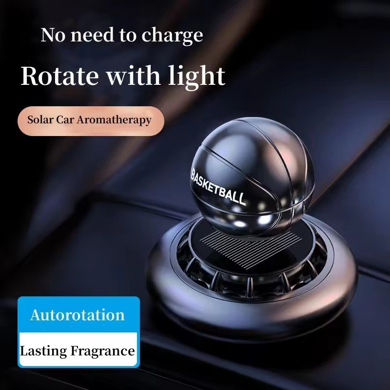 Luxury alloy material decoration perfume car dashboard aroma purifier fragrance sprayer solar rotation
