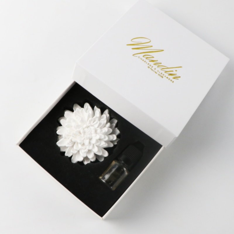FinRu Logo Customized Car Home Decoration Air Freshener Scented Ceramic Porcelain Flower Aromatherapy Fragrance Oil Diffuser