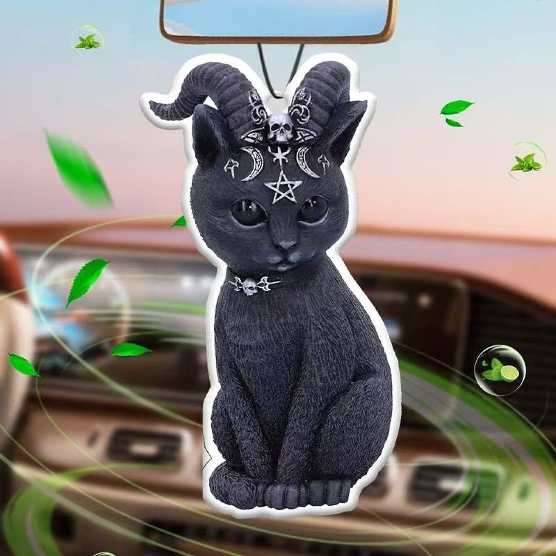 Best-selling Custom design Hanging air freshener Portable car perfume Mystery Cat statue car air freshener