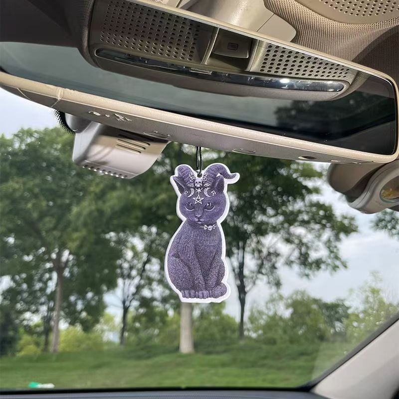 Best-selling Custom design Hanging air freshener Portable car perfume Mystery Cat statue car air freshener