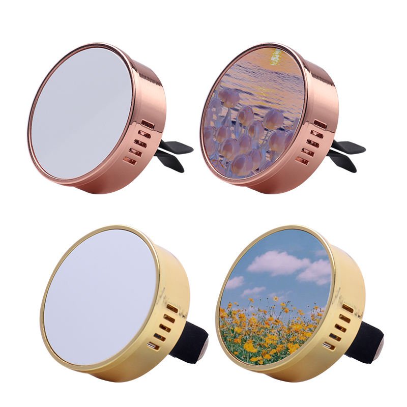 DIY Logo Design Portable Perfume Mini Metal Car Air Vent Clip Sublimation Blanks Car Airshener with Aluminum Sheet