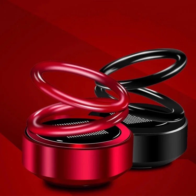 Hot Sale double ring car perfume seat type essential oil solar rotating car aromatherapy fresh for car
