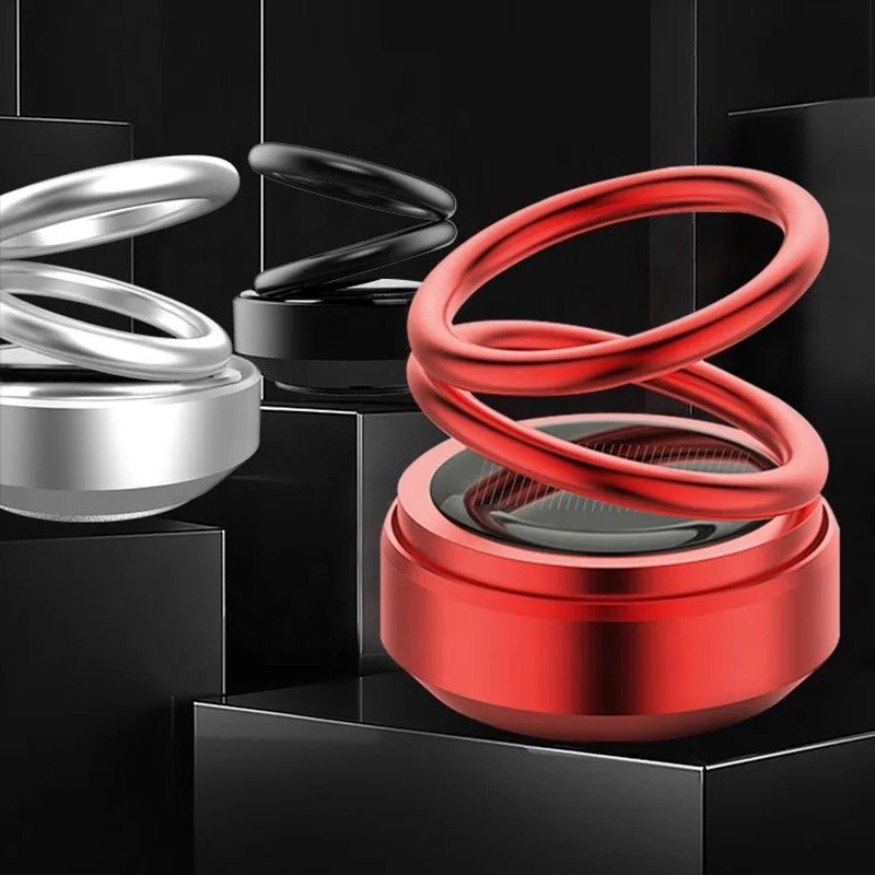 Hot Sale double ring car perfume seat type essential oil solar rotating car aromatherapy fresh for car