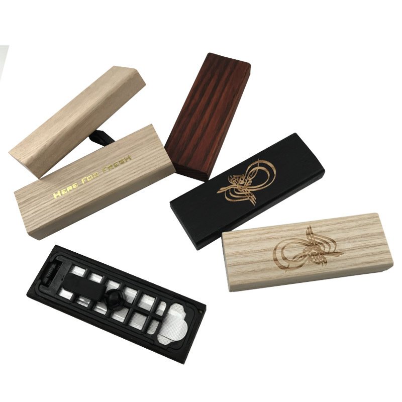 Luxury Wooden Liquid Membrane Diffuser Car Perfume Fragrance Scented Air Freshener With Clip