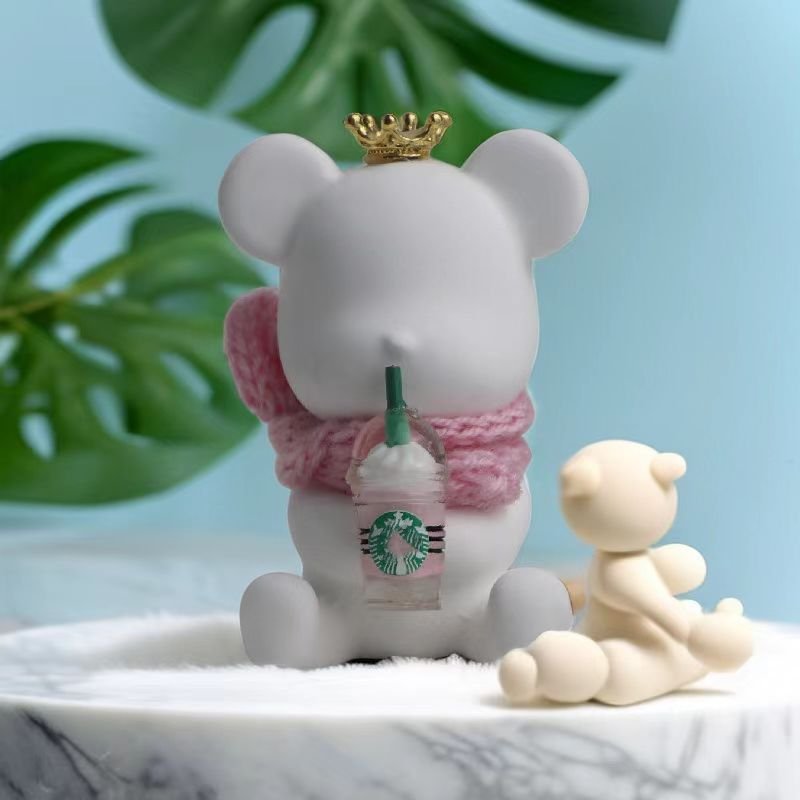 Cute Ceramic Bear Shaped Home Decoration Scented Porcelain Car Vent Clip Perfume Essential Oil Aroma Fragrance Air Freshener
