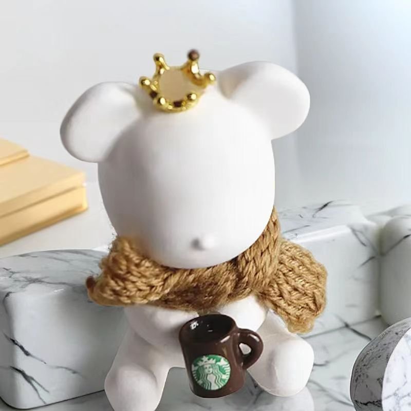 Cute Ceramic Bear Shaped Home Decoration Scented Porcelain Car Vent Clip Perfume Essential Oil Aroma Fragrance Air Freshener