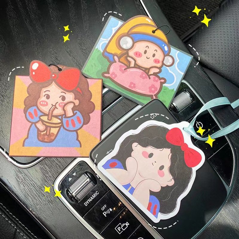 Bulk cheap price stock ready to ship cute kawaii designs paper perfume custom logo car air fresheners